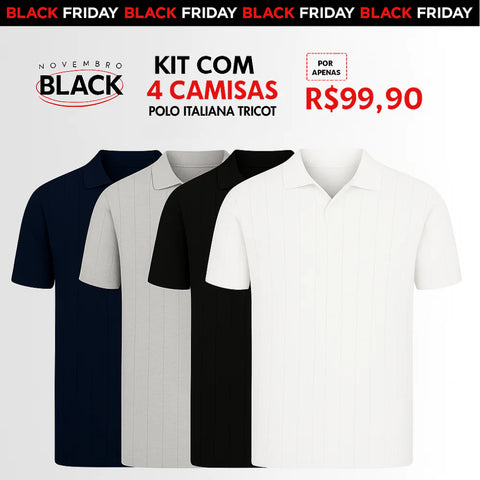 Kit 4 Camisas Polo Italiana Tricot Evolut | Frete Grátis